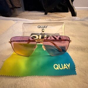 Quay “Next Please” Sunglasses Rose Gold Gradient Lenses EUC